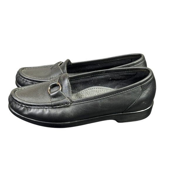 SAS Jewel Loafers Shoes Womens 5 M Black Leather Slip On Tripad Comfort Casaul - Picture 3 of 11